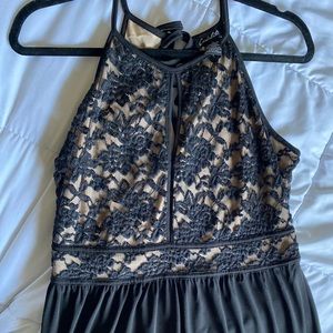 Black Lace Keyhole Semi Formal Dress/Gown